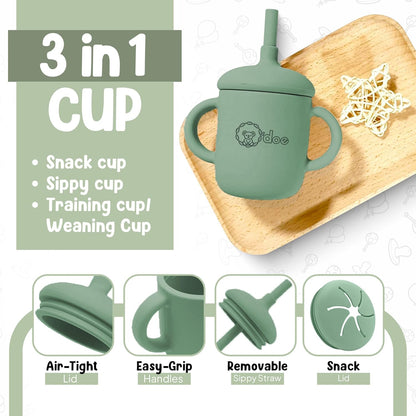 O'doe 17-Piece BPA-Free Silicone Baby Feeding Set | Thick & Soft Suction Plates, Baby Bowls, Wooden Fork & Spoon, and More | Make Mealtime Fun and Easy for Your Little One (Purple, V2)