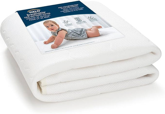 HALO Breathable Crib Mattress Cover – Quilted Mesh, Waterproof, Universal Fit for Standard Crib & Toddler Beds, Easy to Change, Machine Washable