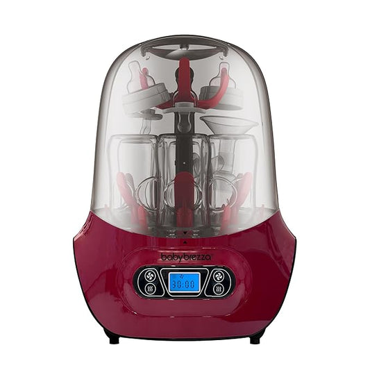 Baby Brezza Baby Bottle Sterilizer and Dryer Machine – Electric Steam Sterilization - Universal Fit - Pacifiers, Glass, Plastic, and Newborn Feeding Bottles, Red