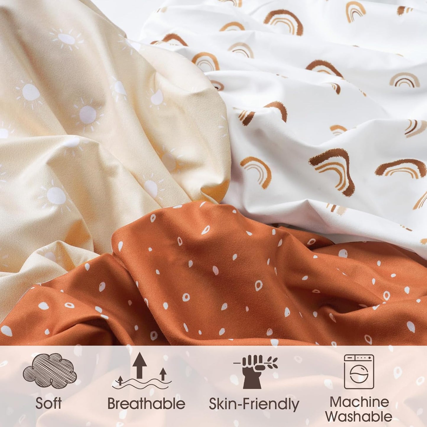PHF 3 Pack Soft Mini Crib Sheets, Floral & Animal Pack N Play Sheets for Baby Boys Girls, No Slip Universal Fit for Pack N Play, Playard, Portable and Mini Crib Mattresses,Floral & Animal