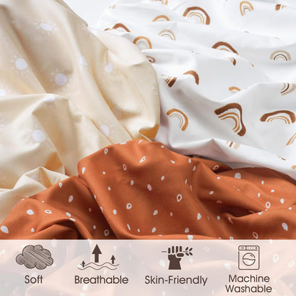 PHF 3 Pack Soft Mini Crib Sheets, Floral & Animal Pack N Play Sheets for Baby Boys Girls, No Slip Universal Fit for Pack N Play, Playard, Portable and Mini Crib Mattresses,Floral & Animal