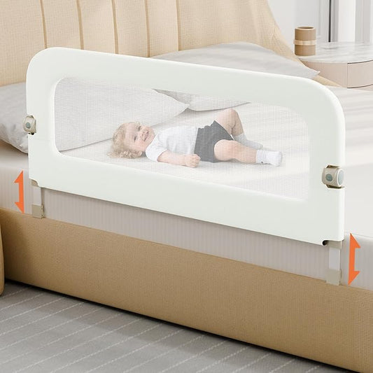 omzer Bed Guard Rail for Toddlers - 59inch Foldable & Adjustable Height Baby Bed Safety Side Rails - Large Toddler Crib Railing Guard for Twin, Bunk, Full Size, Queen & King, Full Size Bed