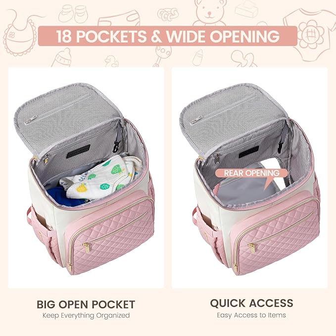 LOVEVOOK Diaper Bag Backpack Large Capacity Baby Bag with Portable Changing Pad, Multifunction Baby Travel Backpack