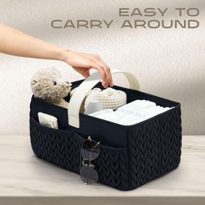 Luxurious Baby Diaper Caddy, Nursery Storage Basket for Newborn Essentials, Travel Baby Basket for Diapers Baby Wipes, Organizer Tote Bag Storage Bin, Baby Shower Gifts(Beige)