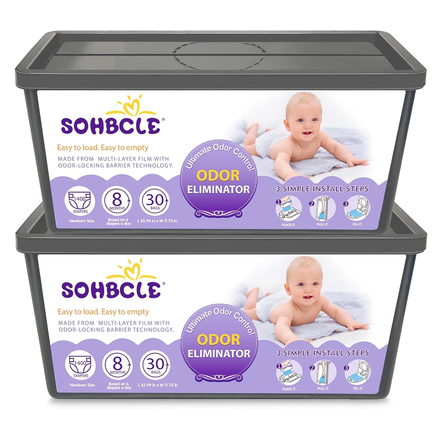 Refills Compatible with Genie Easy Roll Signature Diaper Pail and Platinum Diaper Pail, Upgraded 120 Bags Hold up to 5600 Newborn Diapers, Extra Thickness Powerful Odor Control