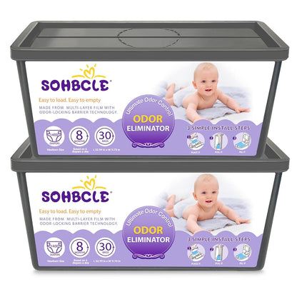 Refills Compatible with Genie Easy Roll Signature Diaper Pail and Platinum Diaper Pail, Upgraded 120 Bags Hold up to 5600 Newborn Diapers, Extra Thickness Powerful Odor Control