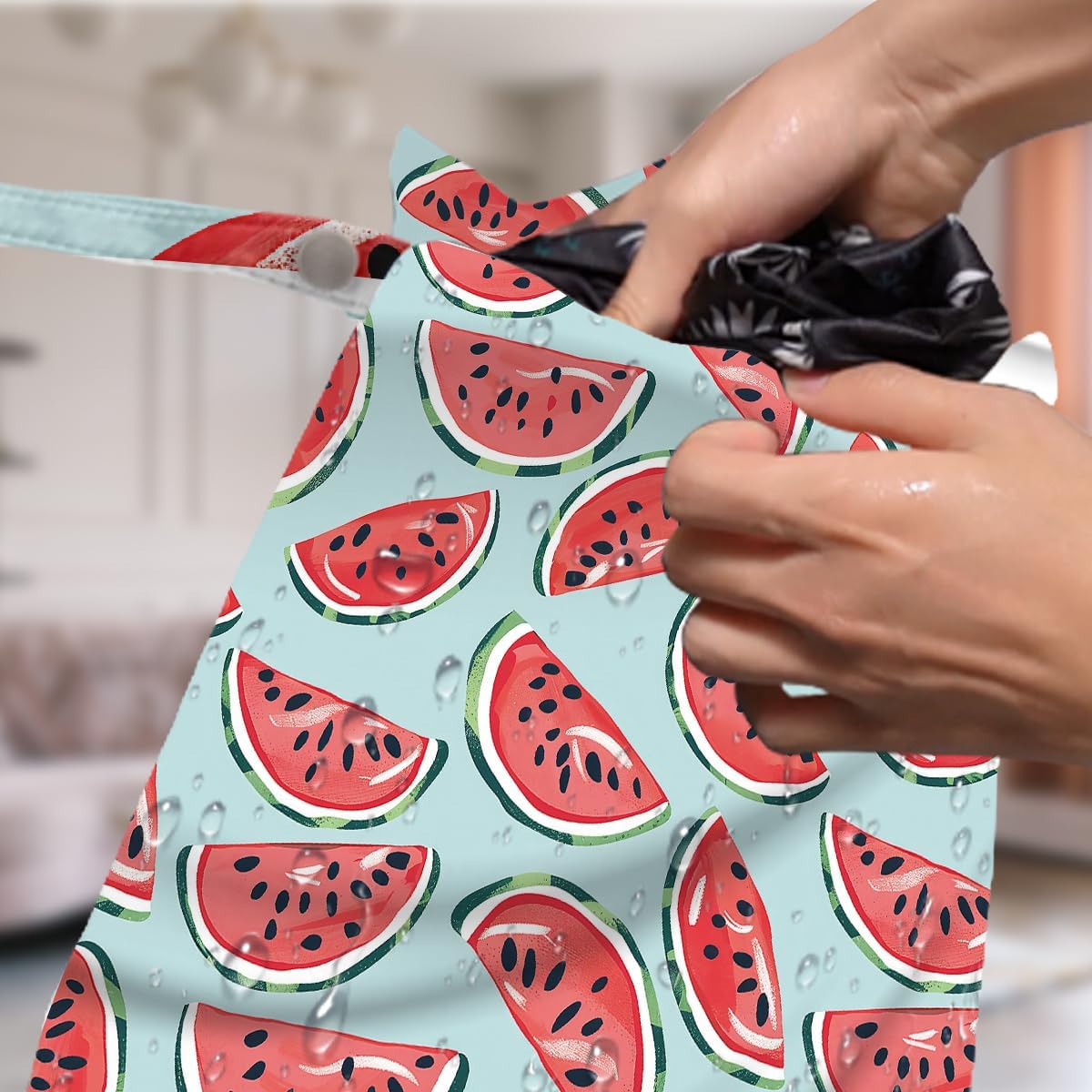 4 Pack Cute Fruit Wet Bag Waterproof Washable Reusable Wet Dry Bag for Swimsuit Dirty Clothes Cloth Diaper Travel Beach Pool Yoga Gym Toiletries Travel Beach Essentials Watermelon Avocado Banana