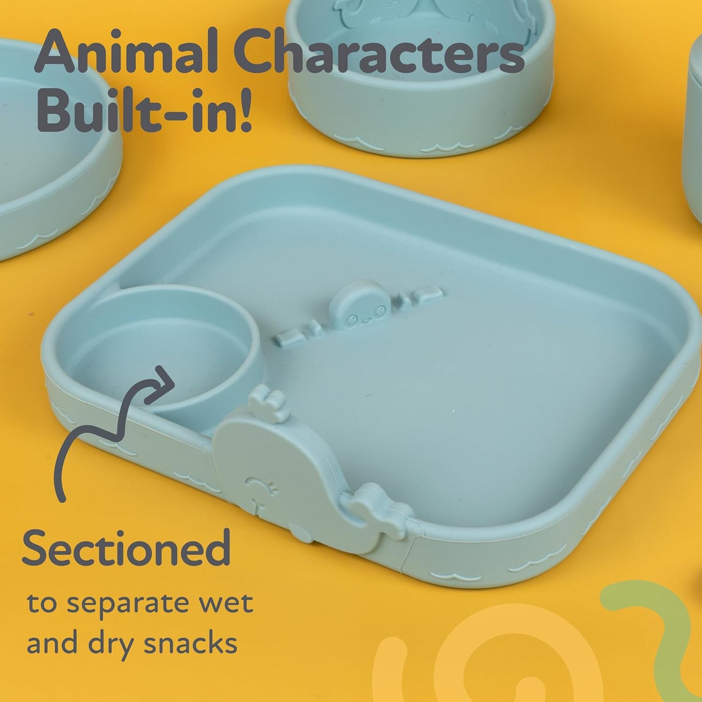 Nuby Animal Friend Silicone Round Bowl - Toddler Bowl - 6+ Months - Pink Whale Bowl