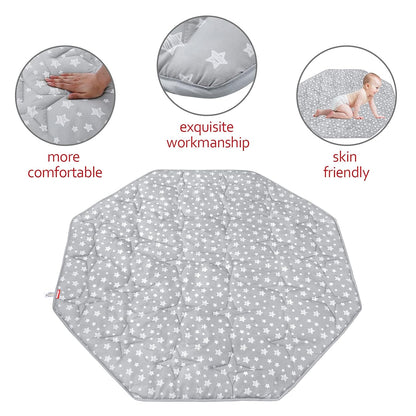 Octagon Playpen Mat Grey, Non Slip 8 Panel Playpen Mattress Mat Fits Regalo Extra Large Play Yard and hiccapop XL 69" Baby Playpen, Grey Star Octagon Playard Pad