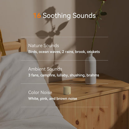 Dreamegg Portable Travel White Noise Machine for Sleep, Features Powerful Battery, Egg-Sized, 16 Nature Sounds, Timer, for Baby Adults Office Privacy Home Gift, Cream