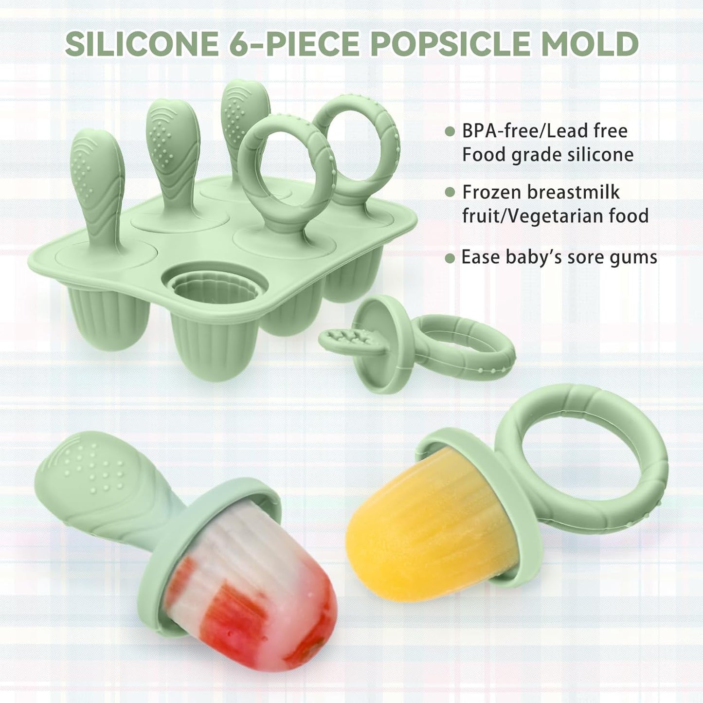 Silicone Toddlers Popsicle Molds with Sticks, 2Packs Mini Popsicles Molds for Baby Breastmilk Popsicle Molds for Teething Relief, Frozen Treats Maker Popsicle Maker Ice Pop Mold for Babies Kids