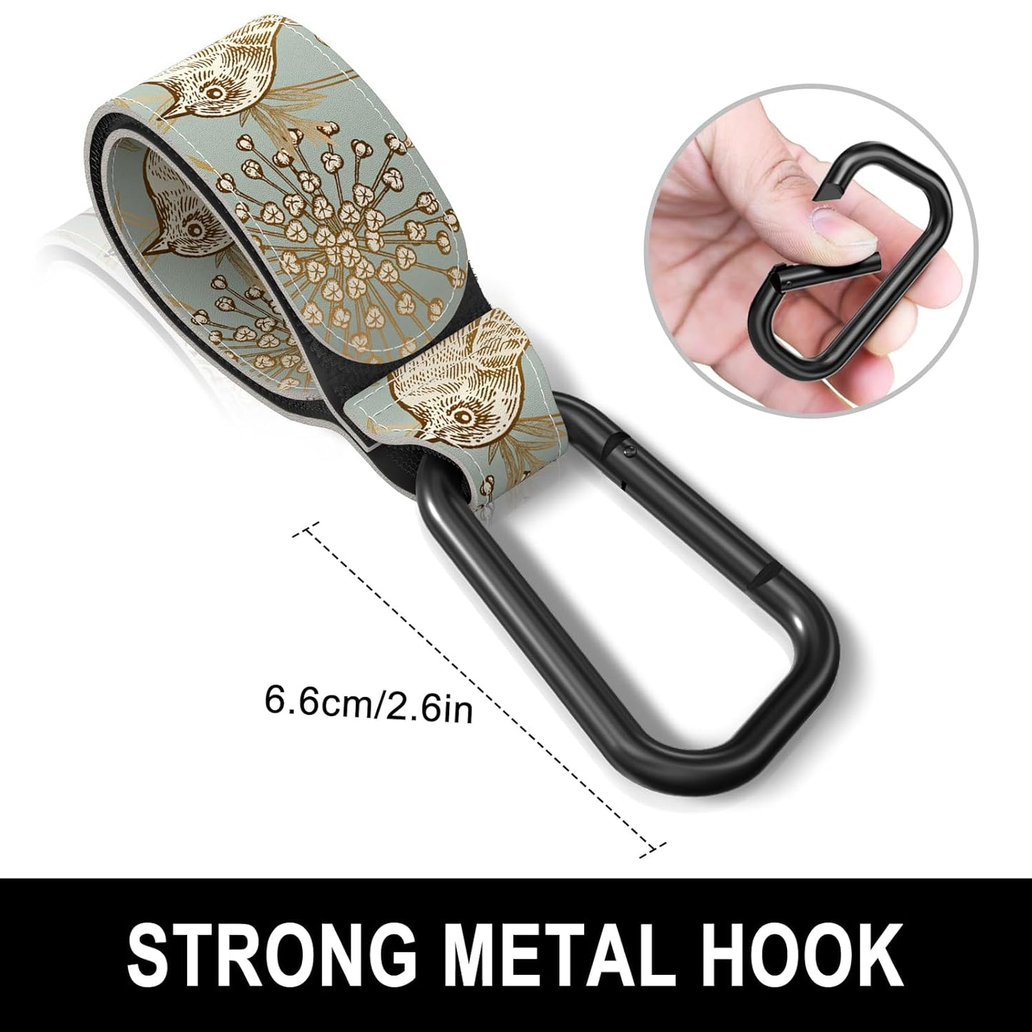 Baby Stroller Hooks for Hanging Bags, Universal Stroller Clips Accessories, Mommy Hook for Diaper Bag, Shopping Cart, Purse, Backpack - 2 Pack, Abstract Leaf