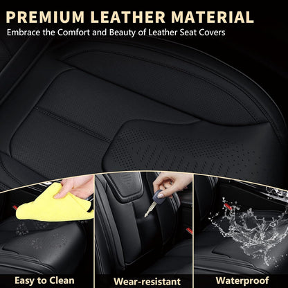 FLORICH Car Seat Covers, Brown Leather Seat Covers for Cars, Faux Nappa Leather Automotive Seat Protectors, Car Seat Cushions Universal Fit for Most Sedans SUVs Trucks - Brown