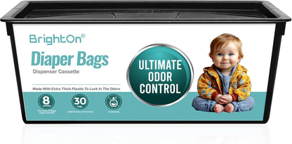 BrightOn® Diaper Pail Refill Bags, 30 Bags Per Refill, Compatible with Genie Easy Roll Signature Diaper Pails, Holds Up to 2820 Newborn Diapers, Real 7 Layer Odor Barrier, Unscented, 2PACK (60 Bags)