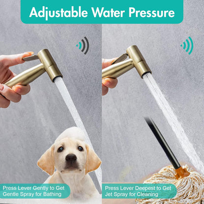 BARROCK Handheld Bidet Sprayer for Toilet, Stainless Steel Metal Made Baby Cloth Diaper Spraying Kit, Bathroom Toilet Bidet Attachment Set for Bathing Pets and Feminine Hygiene, Matte Black