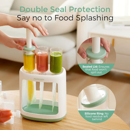Momcozy Baby Food Maker Essentials Series, Includes the Squeeze Station, Pouch Holder No Squeeze for Easy, Mess-Free Meal Prep