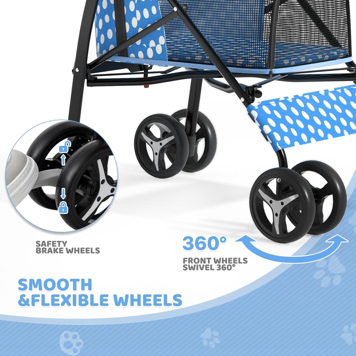 Magshion Compact Pet Stroller for Small-Medium Dogs/Cats up to 22lbs, 4-Wheel Lightweight Umbrella Shaped Portable Puppy Travel Jogger with Breathable Mesh, Cup Holder & Rear Storage, Black