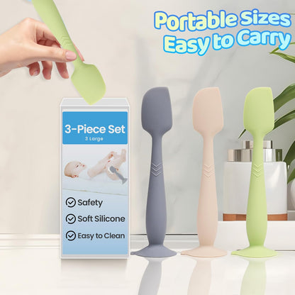 Upgraded 4-Pack Silicone Diaper Cream Spatula with Travel Case - Soft Full-Size & Mini Applicators for Rash Ointment, Diaper Care & Everyday Care, Ideal for Newborn Essentials and Baby Shower Gifts