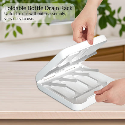 Travel Bottle Drying Rack Space Saving,Foldable Bottle Drying Rack with 16 Ribs,Portable Baby Bottle Drying Rack for Bottles,Breast Pumps and Other Feeding Accessories,Widely Used Daily Basis