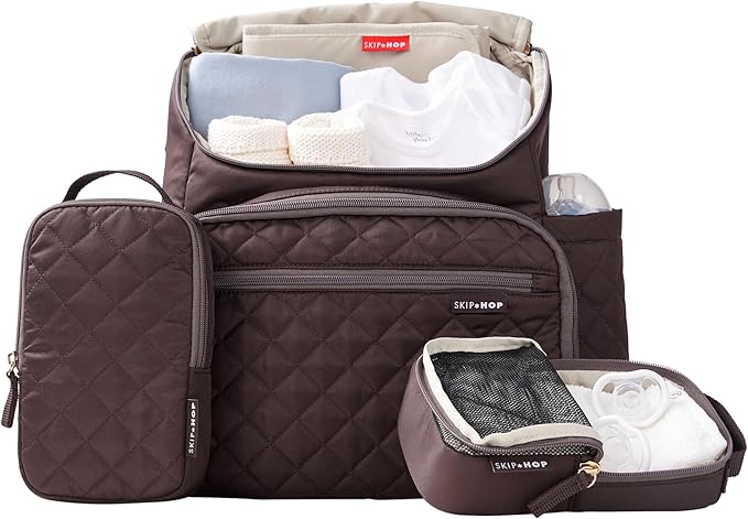 Skip Hop Diaper Bag Backpack: Forma, Multi-Function Baby Travel Bag with Changing Pad & Stroller Attachment, Chocolate