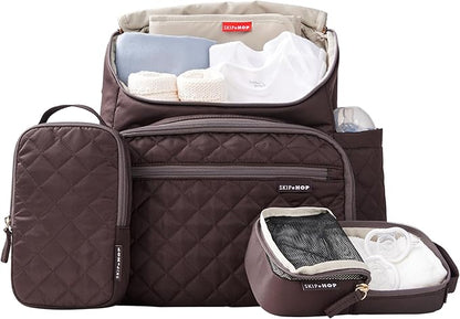 Skip Hop Diaper Bag Backpack: Forma, Multi-Function Baby Travel Bag with Changing Pad & Stroller Attachment, Chocolate
