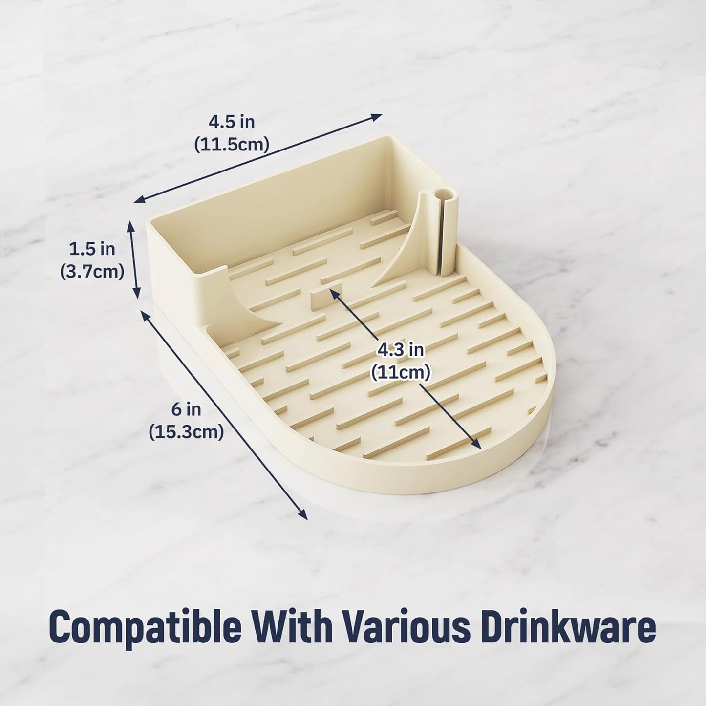 NiHome Silicone Water Bottle Drying Rack Compatible with Stanley Tumblers 20-40oz, Mugs, Wine Glasses, Compact Portable Cup Dryer Stand with Anti-Slip Base for Countertops, RVs & Travel (Cream)