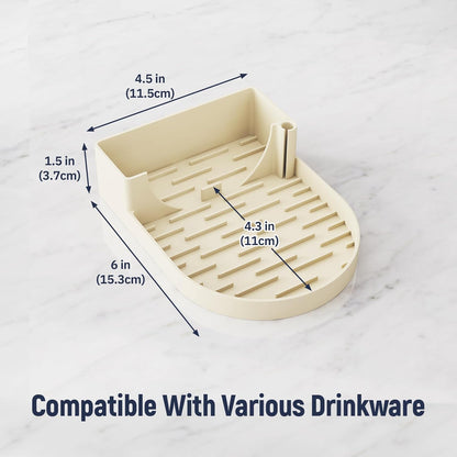 NiHome Silicone Water Bottle Drying Rack Compatible with Stanley Tumblers 20-40oz, Mugs, Wine Glasses, Compact Portable Cup Dryer Stand with Anti-Slip Base for Countertops, RVs & Travel (Cream)