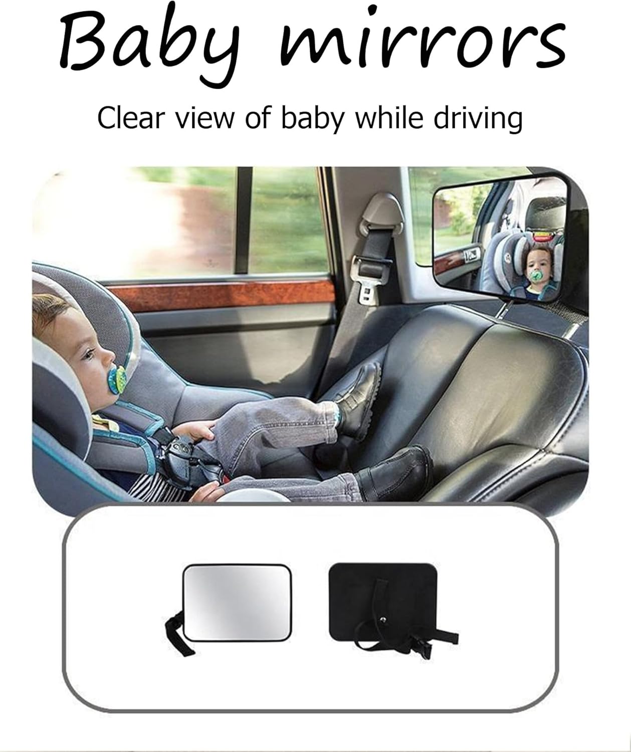 Universal Baby Car Mirror for Rear Facing Seats,Shatterproof Shockproof Acrylic, Crystal Clear Reflection, Fits All Cars SUVs Trucks Vans, Easy Tool-Free Setup