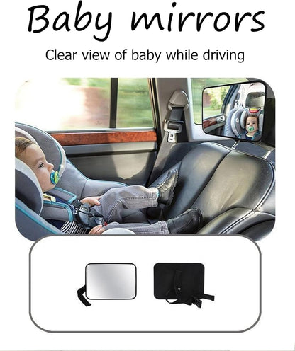 Universal Baby Car Mirror for Rear Facing Seats,Shatterproof Shockproof Acrylic, Crystal Clear Reflection, Fits All Cars SUVs Trucks Vans, Easy Tool-Free Setup