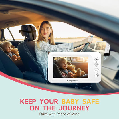 Baby Car Camera USB with No.1 Clarity, 5'' HD 1080P IPS Baby Car Monitor with 3X Zoom, Backseat/Carseat/Rear Seat Camera with Ultra Night Vision, Easy No-Damage Install, S100P(5inch Black)