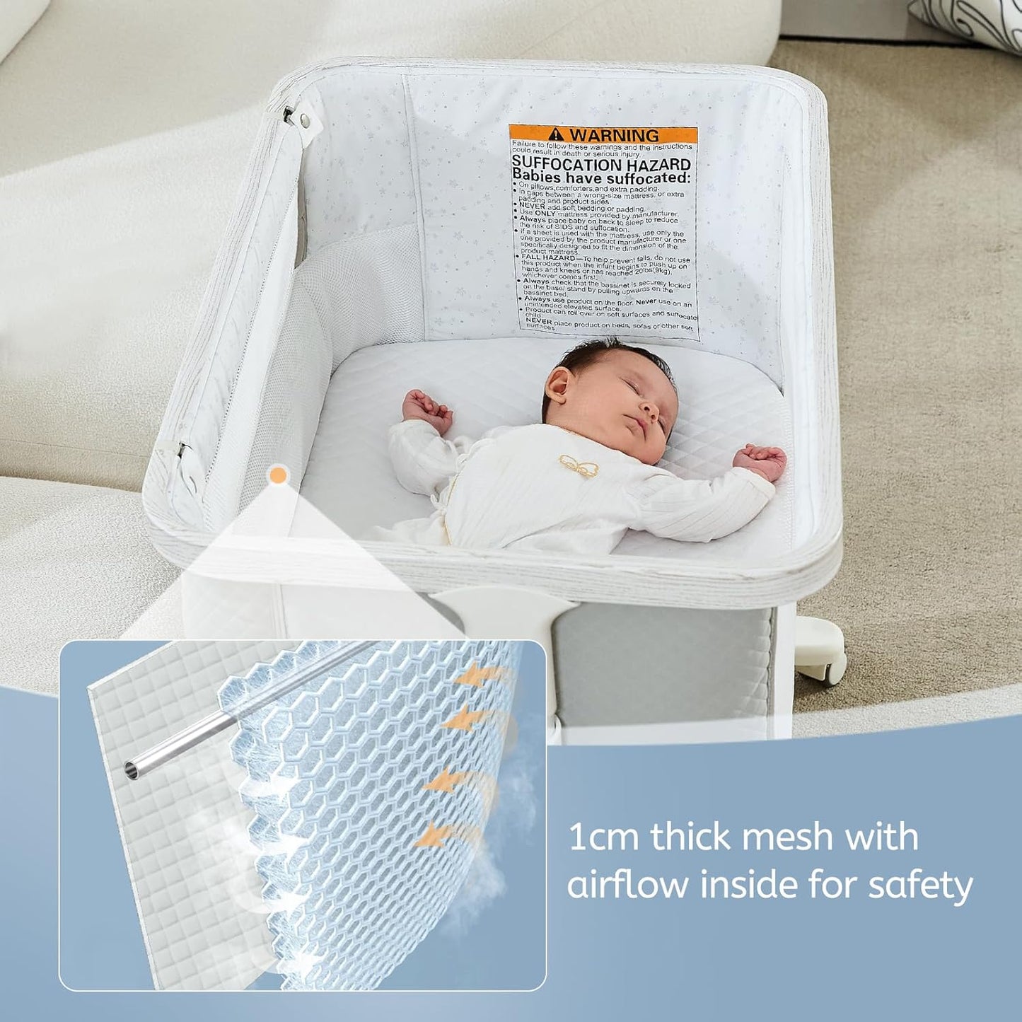 VaVaSoo Electric Rocking Bassinet for Baby Automatic Bedside Sleeper Rocks Itself 3 Speeds Auto Rolling Newborn Cradle 5 Height Adjustable with Music, Wheels, Storage, Dark Grey