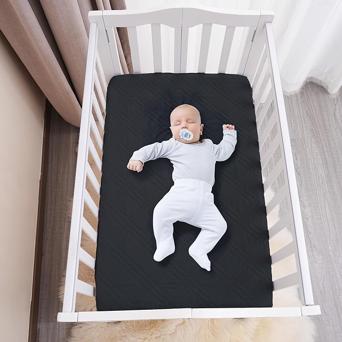 david's kids 2 Pack Waterproof Mini Crib Mattress Protector, Fit Pack N Play, Playard and Mini Crib Mattresses, Ultra Soft Breathable Pad Cover for Boys Girls Neutral, Black Checker