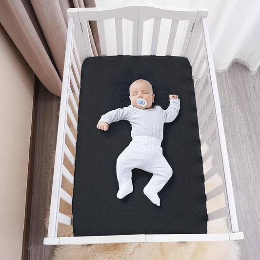 david's kids 2 Pack Waterproof Mini Crib Mattress Protector, Fit Pack N Play, Playard and Mini Crib Mattresses, Ultra Soft Breathable Pad Cover for Boys Girls Neutral, Black Checker
