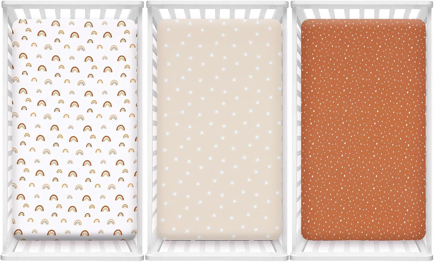 PHF 3 Pack Soft Mini Crib Sheets, Floral & Animal Pack N Play Sheets for Baby Boys Girls, No Slip Universal Fit for Pack N Play, Playard, Portable and Mini Crib Mattresses,Floral & Animal