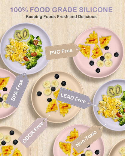 Classic Toddler Plates with Suction (3 Pack), Non Toxic & BPA Free Silicone Suction Plates for Baby Toddler Kids, Non Slip Baby Dinner Dishes Microwavable & Dishwasher Safe