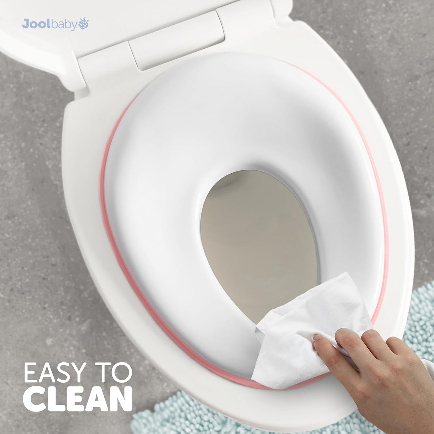 Jool Baby Potty Training Seat for Boys and Girls, Fits Round & Oval Toilets, Non-Slip with Splash Guard, Includes Free Storage Hook (Gray)