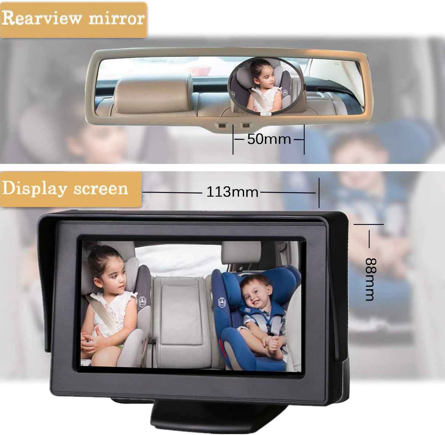 Itomoro Baby Car Camera, Easily Install Baby Car Mirror 1080P Clear Car Baby Camera for Rear Facing Seat Backseat 4.3 inch Display
