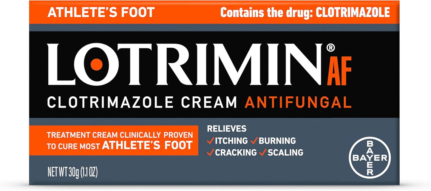 Lotrimin® AF Cream, Athlete's Foot 1% Clotrimazole Antifungal Cream Treatment, Clinically Proven Effective, 1.1 Ounce (New Look)