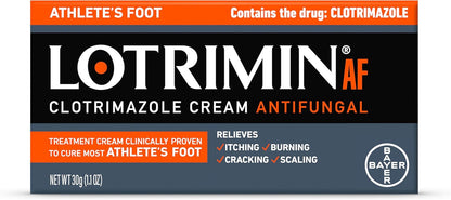 Lotrimin® AF Cream, Athlete's Foot 1% Clotrimazole Antifungal Cream Treatment, Clinically Proven Effective, 1.1 Ounce (New Look)