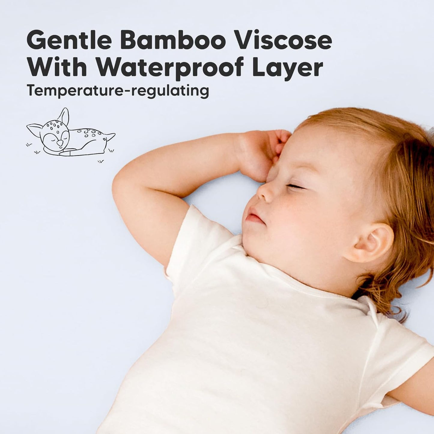 2-Pack Waterproof Pack and Play Sheets, Mini Crib Sheets Fitted for Boy, Girl - 38 x 26 Viscose from Bamboo Pack N Play Mattress Sheets for Graco, Toddler Playard Baby Crib Sheets Neutral (Blue Flax) - Colors B
