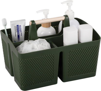 rejomiik Portable Shower Caddy Basket Plastic Cleaning Caddy Organizer Storage Tote with Handle for Bathroom, College, Dorm Room Essentials, White