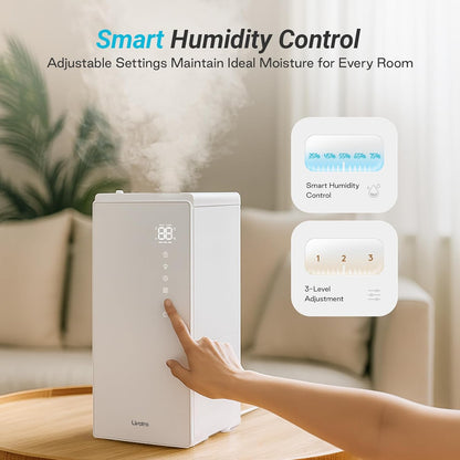 Livatro Stainless Steel Humidifier, 3L Warm Mist Humidifier, Easy Clean with Warm Steam Humidifier, Healthy Air Mist Humidifiers for Bedroom Living Room, with Sleep Mode and Auto-off Setting