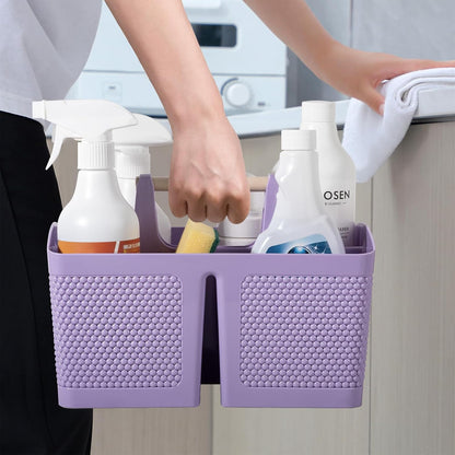 rejomiik Portable Shower Caddy Basket Plastic Cleaning Caddy Organizer Storage Tote with Handle for Bathroom, College, Dorm Room Essentials, White