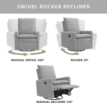Oxford Baby Uptown Upholstered Glider Recliner Rocking Chair 360° Swivel for Nursery and Living Room - Boucle White