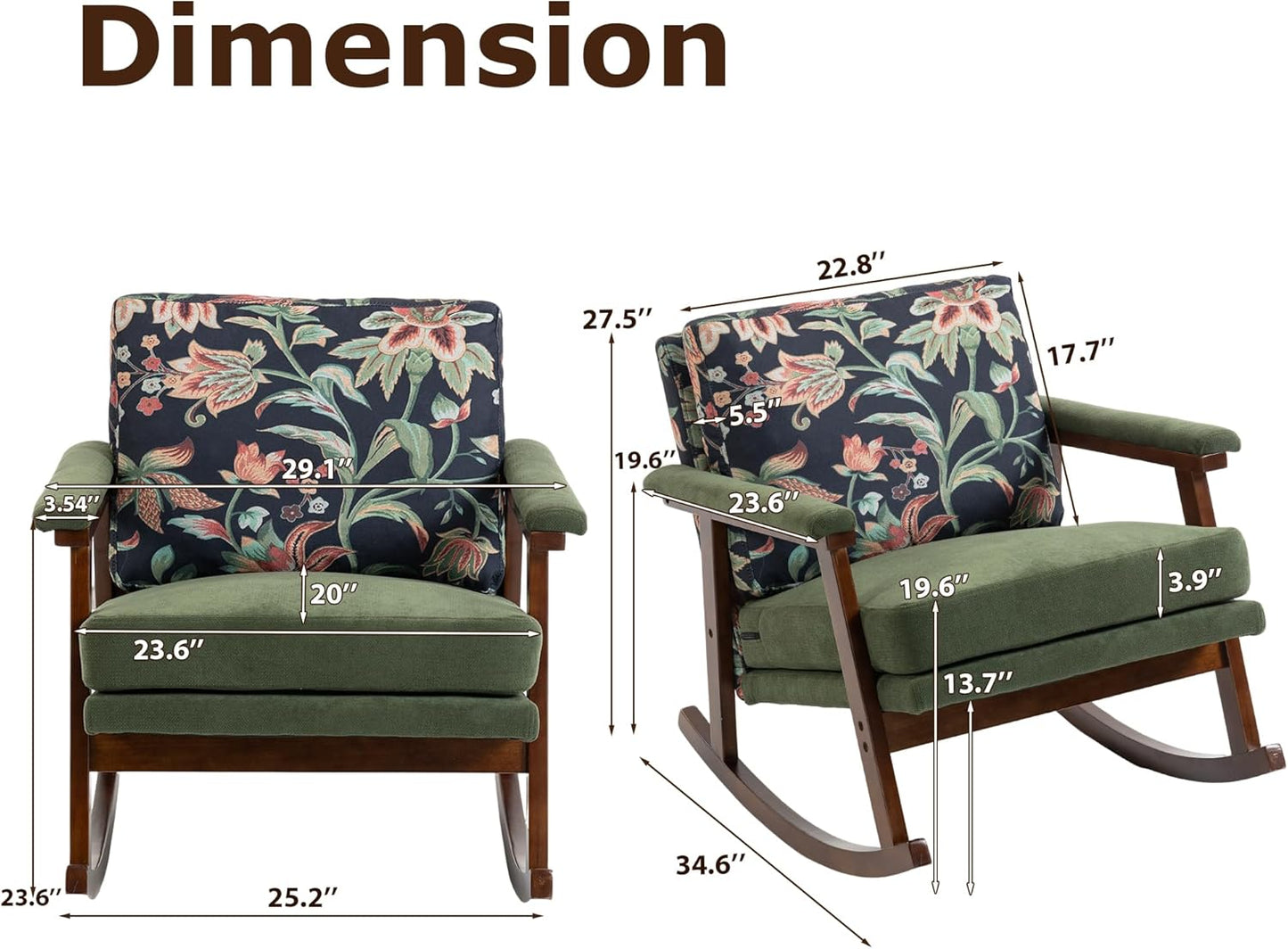 Rocking Accent Chair, Nursery Upholstered Glider Cozy Small Rocker Rocking Chair for Adult, Comfy Side Modern Arm Chair for Living Room/Bedroom/Offices/Balcony-White