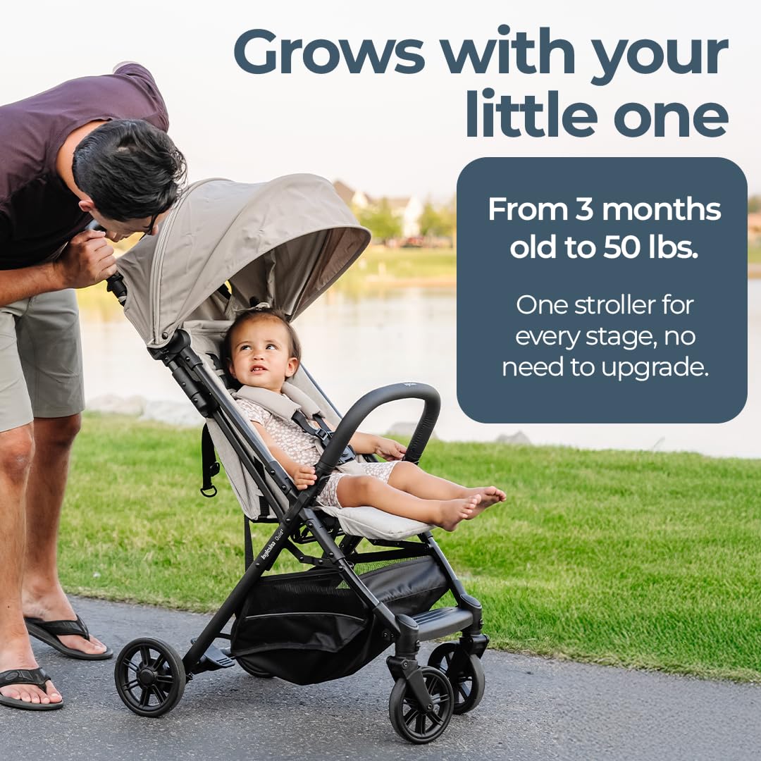 Inglesina Quid 2 Stroller - Midnight Blue - Ultra Compact Lightweight Travel Stroller, Babies and Toddlers, Airplane Overhead, Foldable, Reclining Seat, Collapsible Canopy, 3 Months - 50 lbs, BPA Free