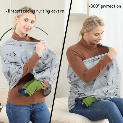 Car Seat Covers for Babies - Multi-use Carseat Canopy Cover Breastfeeding Covers, Stroller Canopy Cover (Navy Dinosaur)