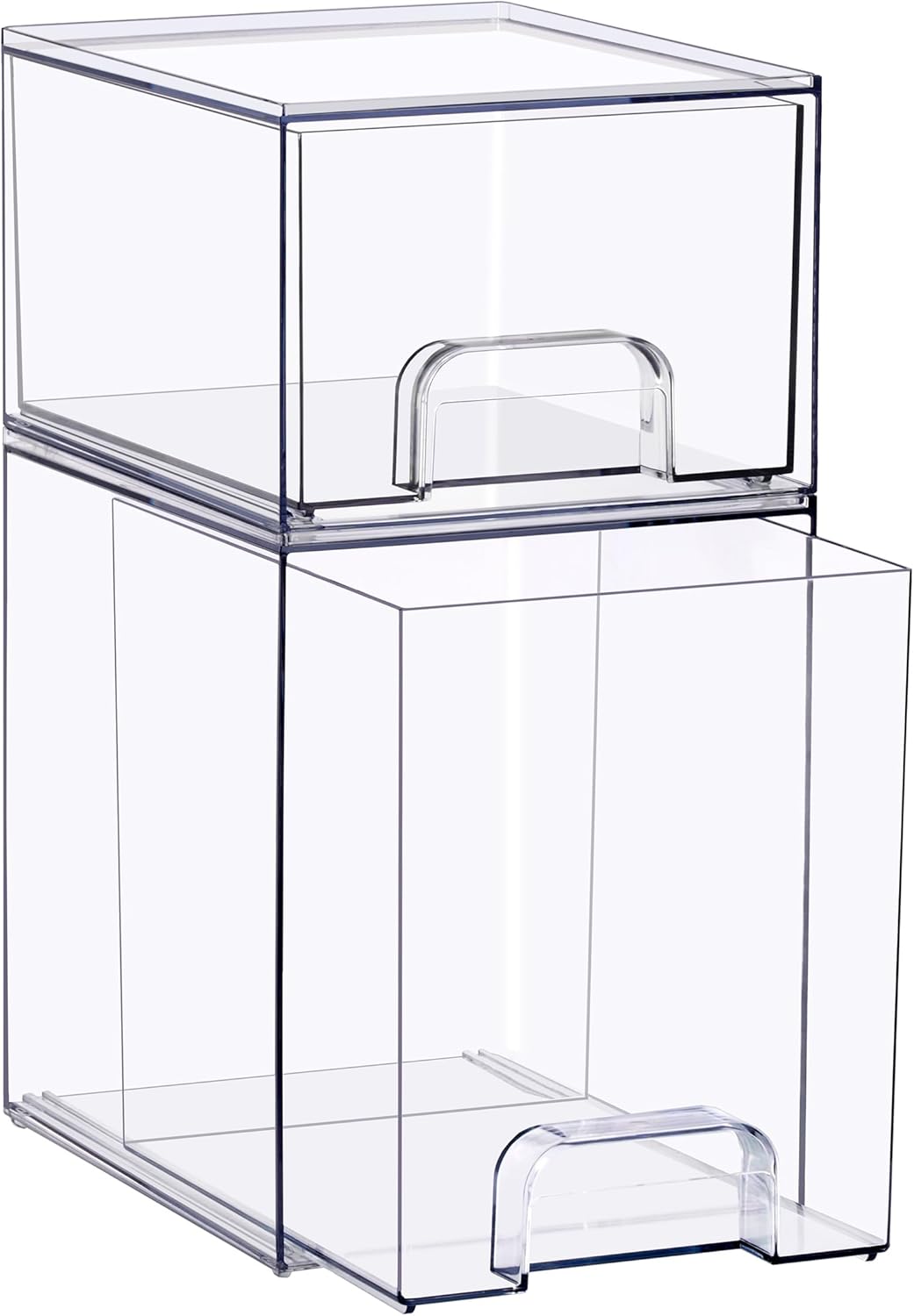 Sorbus Stackable Acrylic Storage Drawers – 2 Small + 2 Tall + 1 Wide – 5 Pack Clear Plastic Organizer Bins for Baby Bottles, Makeup, Bathroom & Vanity, Pull-Out Drawer Design for Kitchen Cabinets
