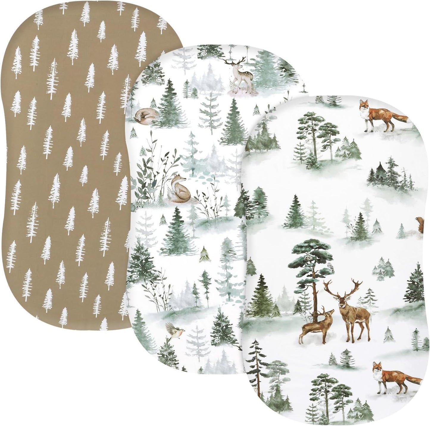 PHF 3 Pack Soft Mini Crib Sheets, Floral & Animal Pack N Play Sheets for Baby Boys Girls, No Slip Universal Fit for Pack N Play, Playard, Portable and Mini Crib Mattresses,Floral & Animal