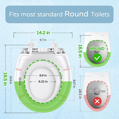 YASFEL Built in Potty Training Toilet Seat for Toddlers, Kids & Adults Biscuit Plastic Toilet Seats Elongated Slow Close with Magnets(Almond, 18.5”)